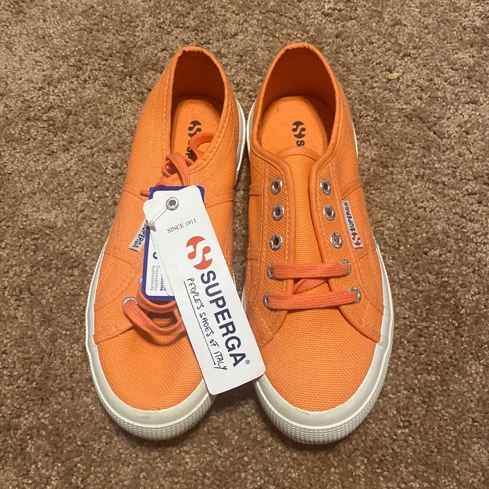 Women’s SUPERGA orange shoes size 7.5 never been worn